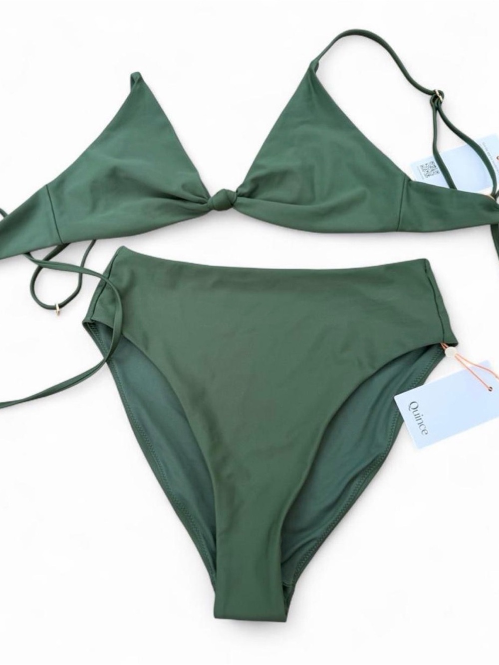 Quince Emerald Green High Rise Bikini Set NWT Medium Top Small Bottom